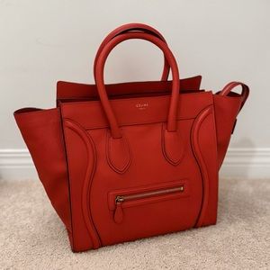 Celine Mini Luggage Tote Red